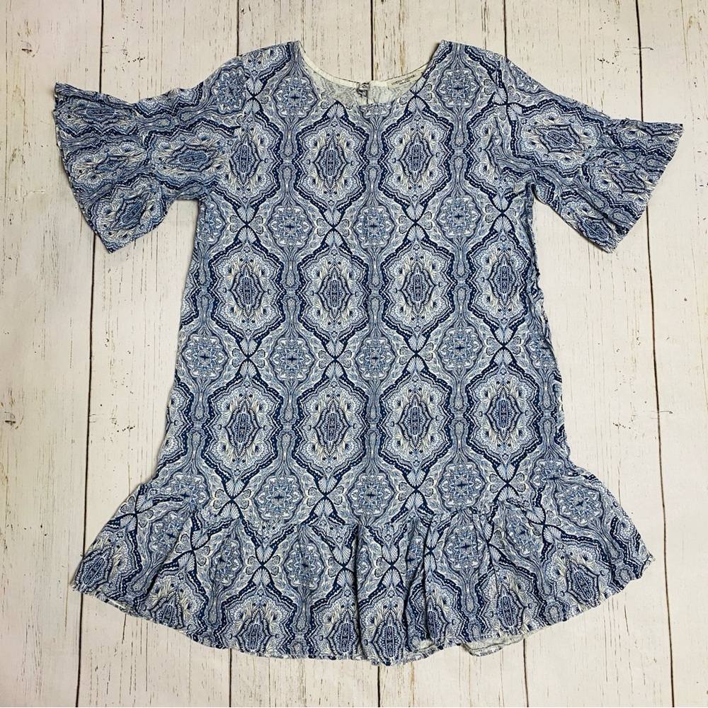 Vanessa Alexandra Medallion Ruffle Linen Dress